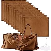 10 Pack Dust Bags for Purses and Handbags, Silk Dust Cover Storage Bag with Drawstring Travel Storage Pouch for Handbag Purse Shoes Boots (Brown, 19.6 × 15.7 in)