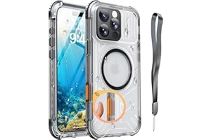 Haireca for iPhone 16 Pro Max Case Waterproof with Magsafe, Built in Camera Control [Screen Protector] [Lanyard], IP68 Military Full Body Shockproof, for Water Sports Outdoor Work, 6.9" Frosted Black