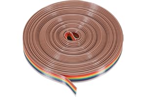 Generic 1 Pcs 9 Pin Flat Rainbow Ribbon Cable 20 Ft 1.27mm Pitch Breadboard Jumper Wires for Electronic Projects