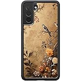 Jeuloth for Samsung Galaxy S22 Plus Phone Case - Vintage Flowers and Birds Designed Phone Cases - TPU Phone Cases - Drop Protection