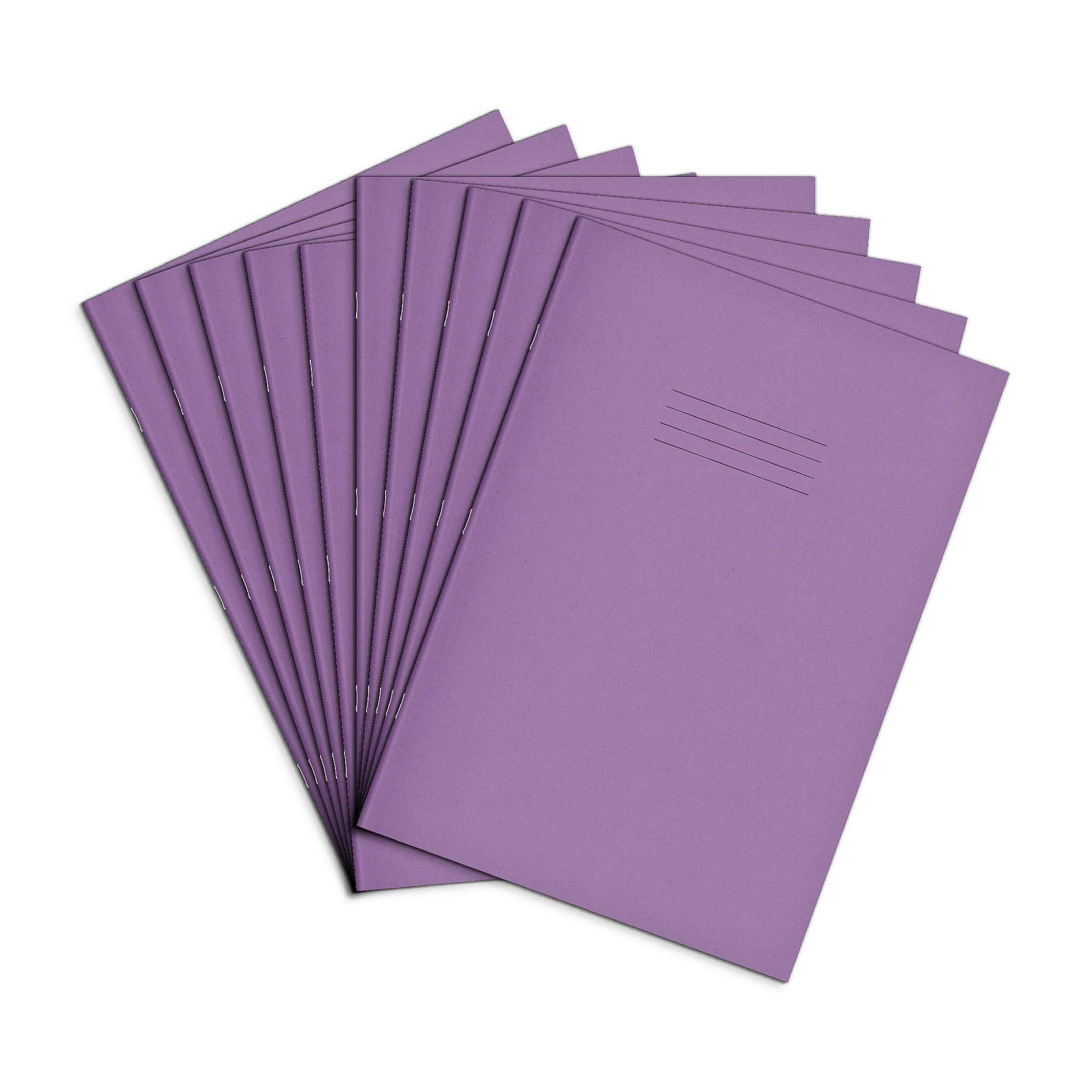Rhino A4 Handwriting Practice Books, 40-Page / 4mm Feints Centred On 15mm Red Lines, 10-Pack, Office & School Stationery Supplies, Purple