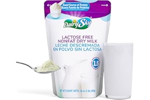 DairySky Lactose Free Milk Powder 16 Oz - Non GMO Fat Free Powdered Milk for Baking & Coffee, Kosher with Protein & Calcium, Great Substitute for Liquid Milk, RBST Hormone - Free - 1 Pack