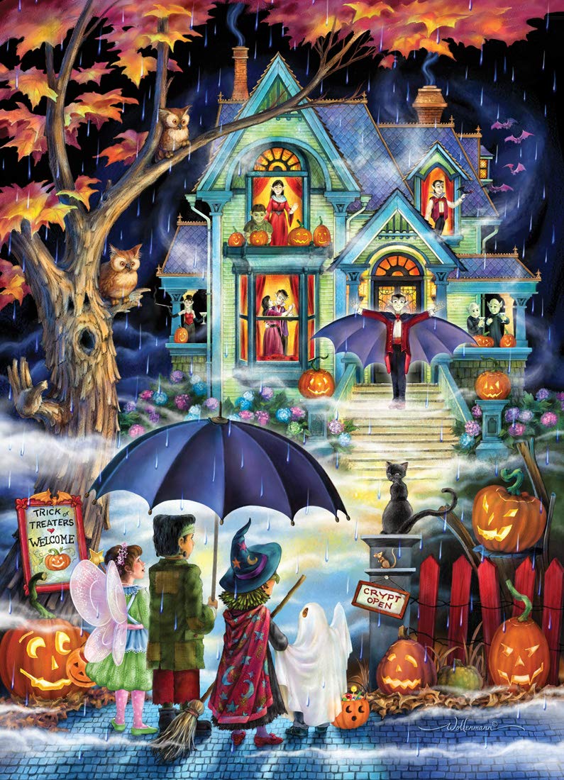 Vermont Christmas Company Fright Night Jigsaw Puzzle - 1000 Piece Halloween Puzzles for Adults with Randomly Shaped Pieces - Fully Interlocking Halloween Puzzles 1000 Pieces
