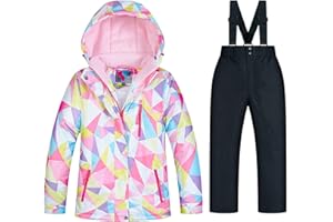 Girls Ski Suits 𝐒now Clothes for Kids Winter Coat and Ski Pants Set 2 Piece Snowsuits Ski Suits Hooded Puffer Jackets