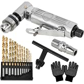 BROODAY 1/4" 90 Degree Air Drill, Right Angle Pneumatic Pistol Tool | Aluminum Alloy Shell, Lightweight &amp; Compact for Confined Spaces, Low Vibration Exhaust, Pressure Plate Switch Screwdriver