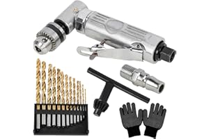 BROODAY 1/4'' 90 Degree Air Drill, Right Angle Pneumatic Pistol Drill, Tool Power Screwdriver