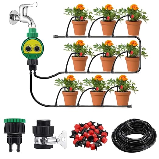 king do way 25M Kit de Riego por Goteo Ajustable, Sistema de Riego ...