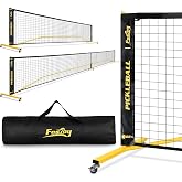 Fostoy Portable Pickleball Net Set with Wheels, 22 FT &amp; Half Court 11 FT | Pickle Ball Net System, Steady Metal Frame with Carry Bag for Backyards, Driveways, and Garages