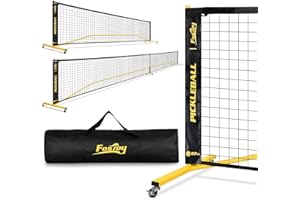Portable Pickleball Net Set with Wheels, Regulation Size 22 FT & Half Court 11 FT, Steady Metal Frame Pickle Ball Net Set Sys