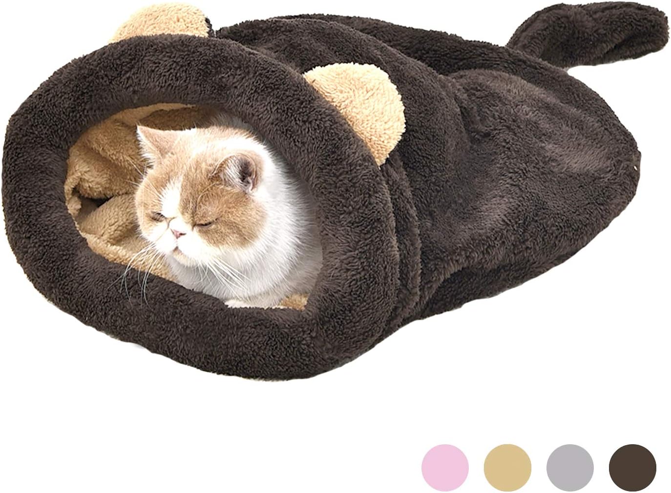 Katzenbett Höhlenschlafsack – Warmer Plüsch-Schlafsack Für Katzen, Als Höhle Oder Tunnel Nutzbar