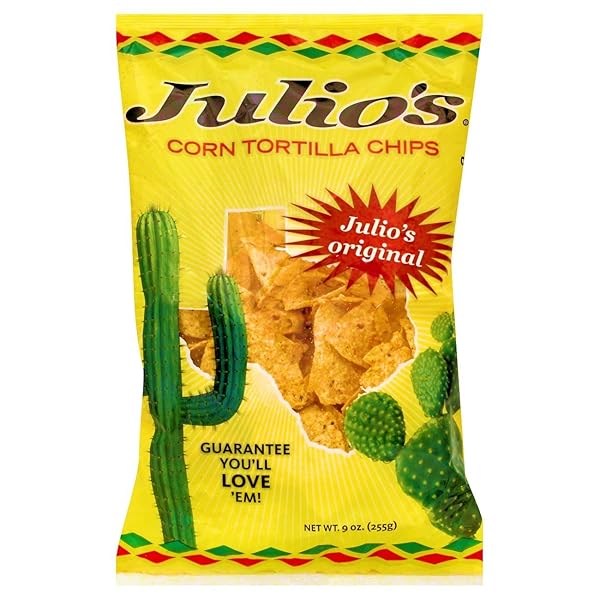 JULIOS SEASONED TORTILLA CHIPS – A TEXAS FAVORITE CORN CHIP FOR GENERATIONS BAG, 9 OZ.