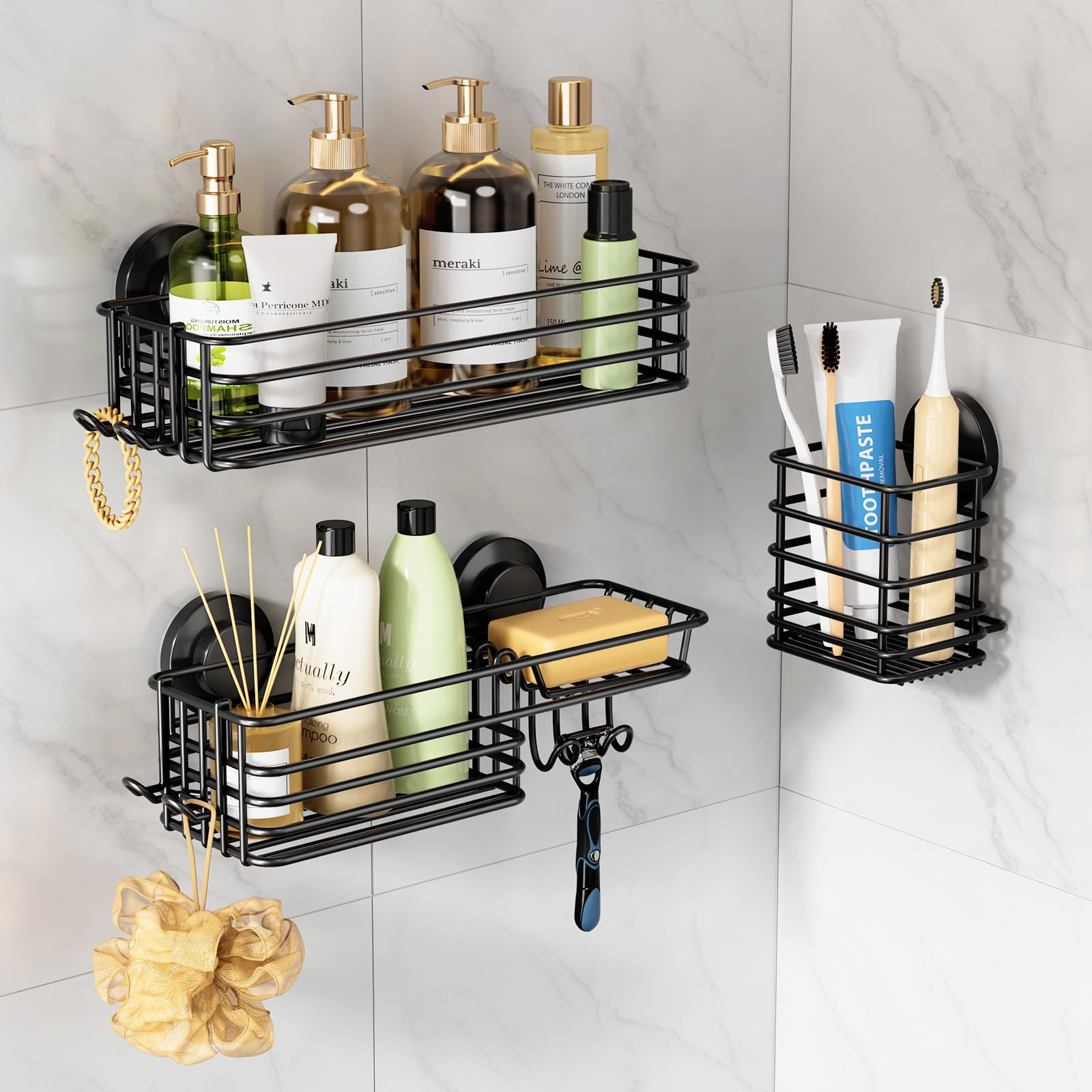 thumbnail image 2 of Lifewit Suction Cup Shower Caddy - 10.4 Inch No-Drill Bathroom Organizer With Strong Vacuum Grip, 22lb Capacity 2 of 12