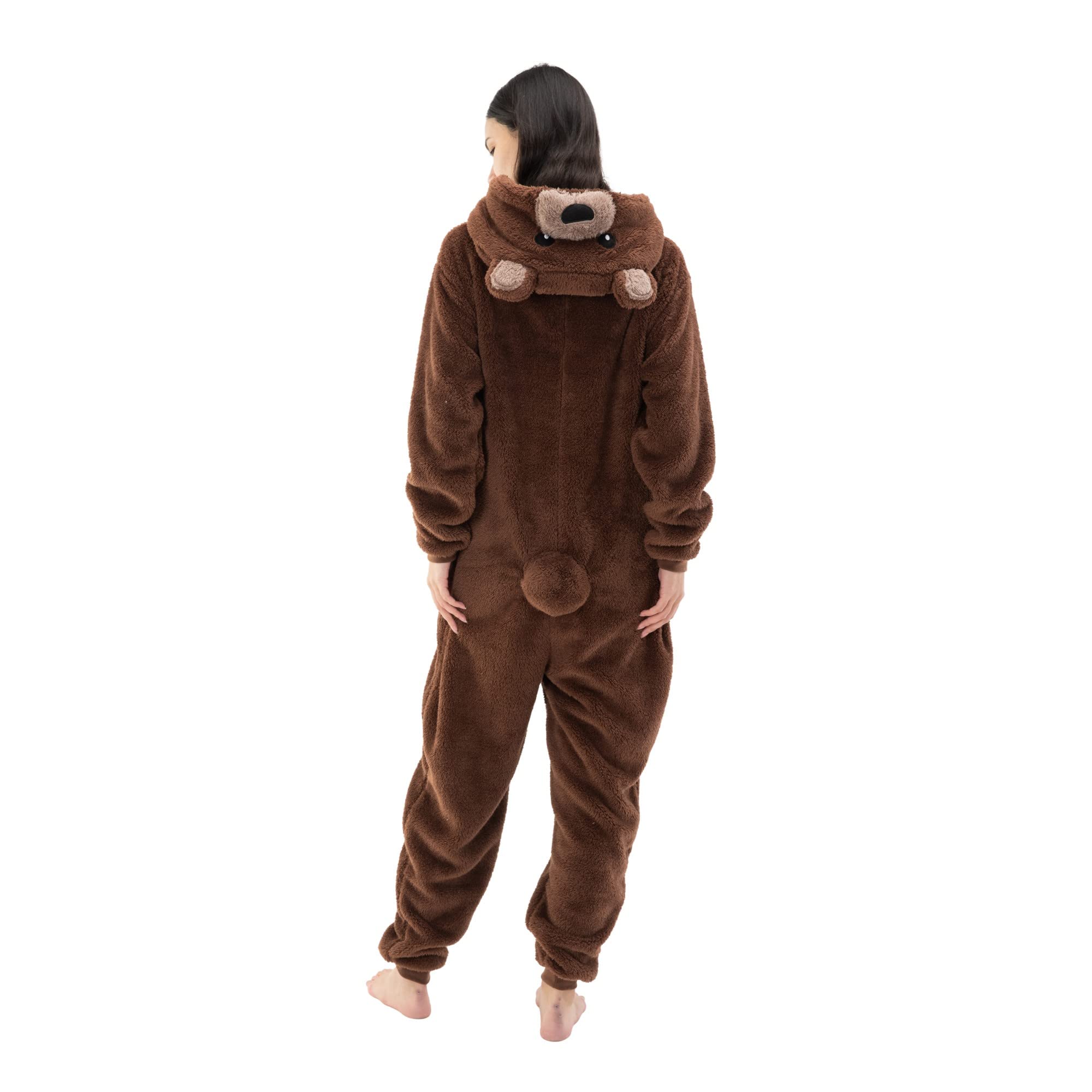 Snug Fit Unisex Adult Onesie Pajamas, Flannel Cosplay Animal One Piece Halloween Costume Sleepwear Homewear