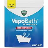 Vicks VapoBath, Bath Salts, Bath Bomb, Non-Medicated Bath Crystals, Comforting Vicks Vapors, Vapor Bath, Aromatherapy with Eucalyptus and Menthol Scent, Contains Essential Oils, 36 OZ