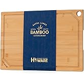 Hiware Extra Large Bamboo Cutting Board for Kitchen, Heavy Duty Wood Cutting Board with Juice Groove, 100% Organic Bamboo, Pre Oiled, 18" x 12"