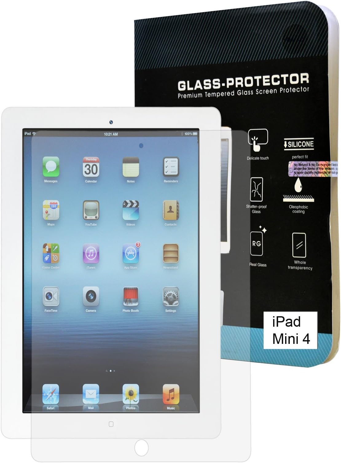 iPad Mini 4 Screen Protector, Ionic Tempered-Glass Screen Protector Ultra Thin 0.3mm, 99% Touch-Screen Accurate, Round Edge Ultra-Clear Glass Screen Protector for Apple iPad Mini 4 2015