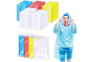 108 Pack Disposable Rain Ponchos for Adults Plastic Ponchos with Hood Raincoat Bulk for Men Women Camping Outdoor