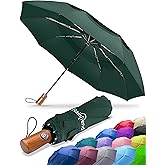 Raintrend Windproof Travel Umbrellas for Rain Automatic +10% Bigger Canopy Strong Frame Compact Folding Portable Umbrella for Women Men Backpack Purse