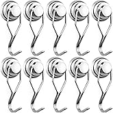 E BAVITE Magnetic Hooks,80LB+ Magnet Hooks Heavy Duty with Swivel Swing 10 Pack Strong Neodymium Magnetic Hook for Cruise Cabins Refrigerator Hanging Garage Workshop Office and Kitchen Silver