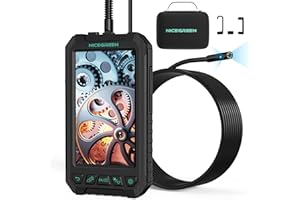 NICEGREEN LIFE Dual Lens Industrial Endoscope, 8mm 1080P Borescope Camera with Lights, 5" IPS Screen Borescope, IP67 Waterproof Snake Camera with 16.5FT Flexible Cable, 8 LED Lights Sewer Camera