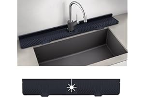 DEAUNBR 33inch Kitchen Sink Splash Guard Mat,Silicone Material Protects Faucet Handle from Dripping Water,Faucet Mat Splash Catcher,Multipurpose for Kitchen Sink, Bathroom, Sink Sponge Holder