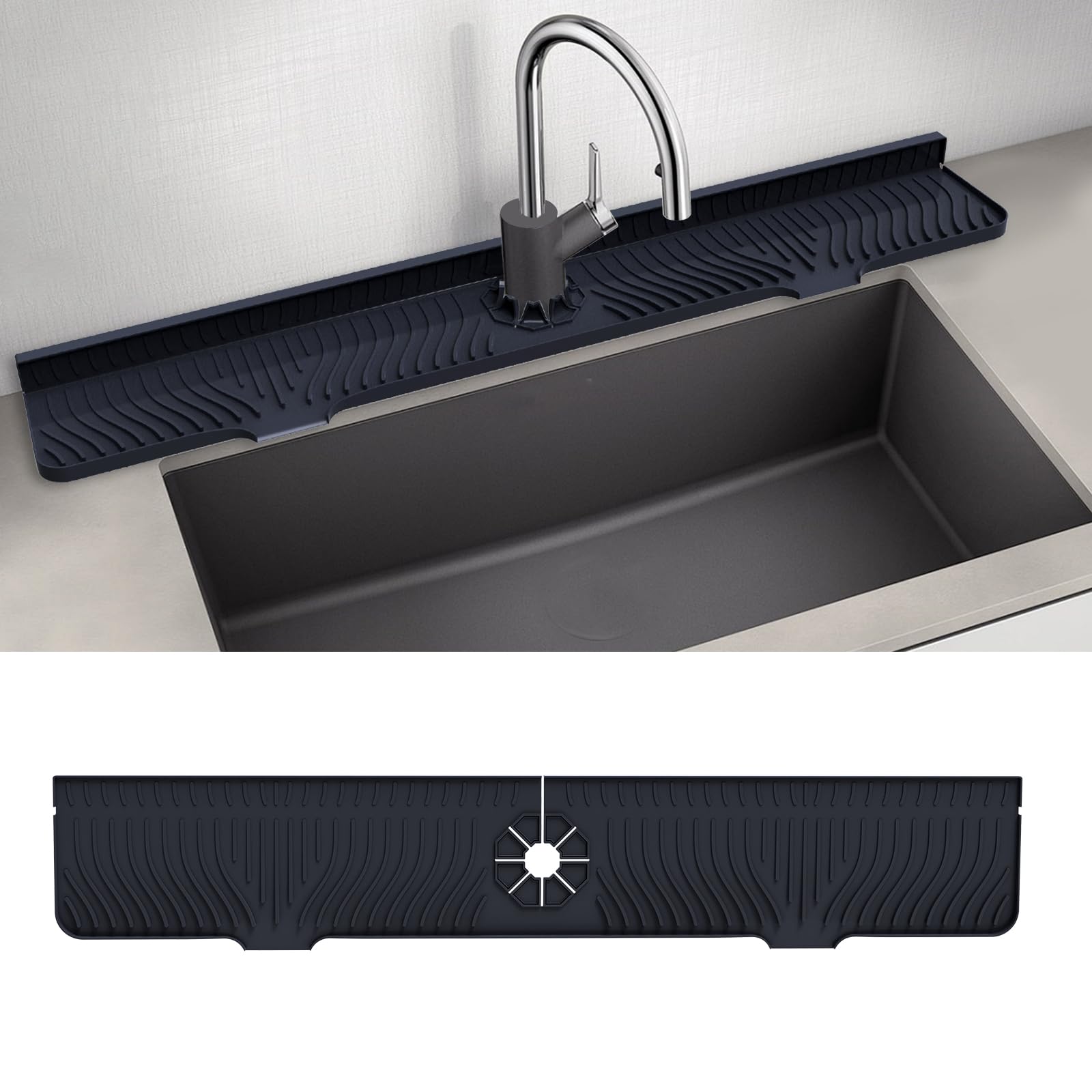 Photo 1 of 33inch Kitchen Sink Splash Guard Mat,Silicone Material Protects Faucet Handle from Dripping Water,Faucet Mat Splash Catcher,Multipurpose for Kitchen Sink, Bathroom, Sink Sponge Holder