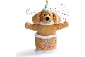 Fuzzwoof Birthday Cake Dog Toy, Singing and Dancing Birthday Songs, Interactive Dog Toys, Plush Stuffed Puppy Toys with Echo Function Feature, Happy Birthday Gift for Dogs
