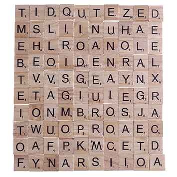 100pcs Natural Wooden Alphabet Scrabble Toys Square Letter Game