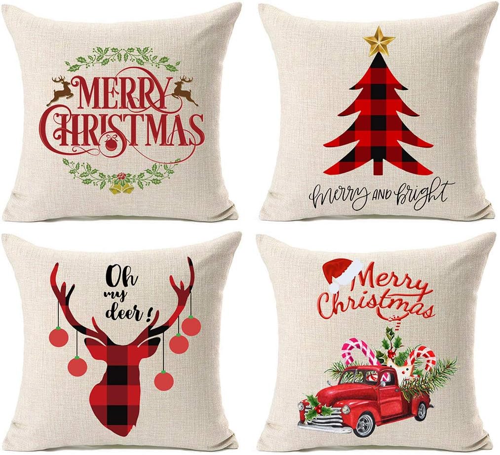 Kithomer Set of 4 Christmas Pillow 