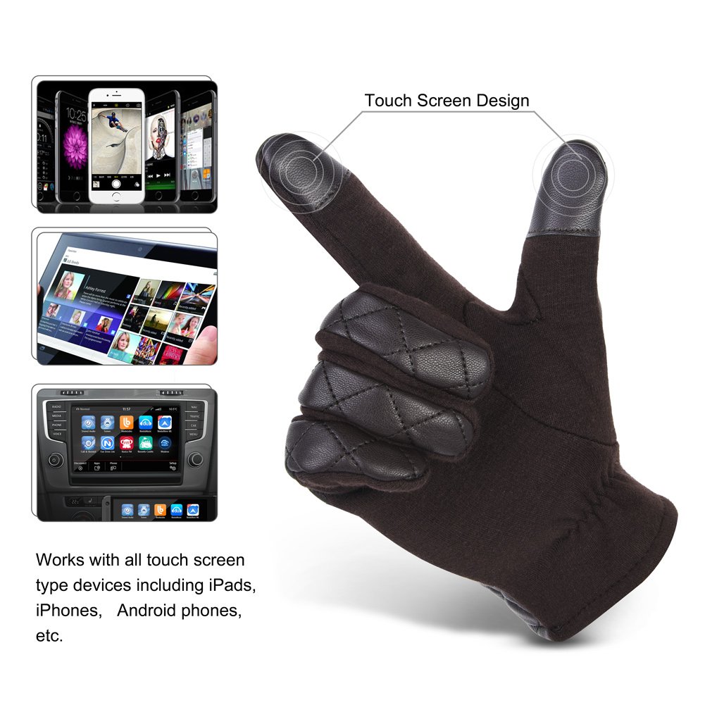 Vbiger Handy handschuhe Smartphone Touch Handschuhe für Herren, - Brun 1, Einheitsgröße