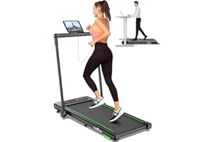 THERUN 2.5HP Treadmill, 2 in 1 Under Desk Walking Pad Treadmill, Electric Compact Space Folding Treadmill for Home Office with LED Touch Screen 0.6-7.6MPH Wider Running Belt, No Assembly Needed