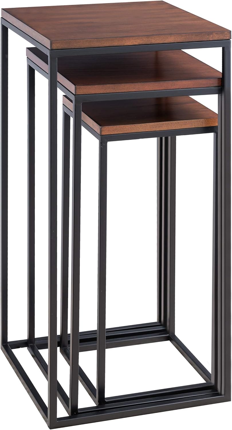 Southern Enterprises Martlane Nesting Tables, Black/Espresso: Furniture & Decor
