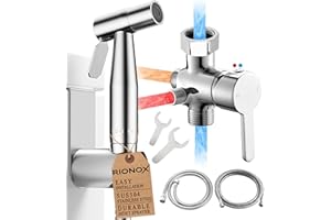 Rionox Hot and Cold Bidet Sprayer - Adjustable Water Pressure Jet for Toilet, Handheld Bidet for Toilet, Easy Installation, Quality Stainless Steel, Premium Finish, Durable Internals, Leakproof Design