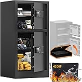 KAER Heavy Duty 8.6 Cub Dual Door Safe Box with Hidden Lock Box & Removable Shelves - Digital Safe for Home, Office, Hotel and Fireproof Waterproof Document Bag