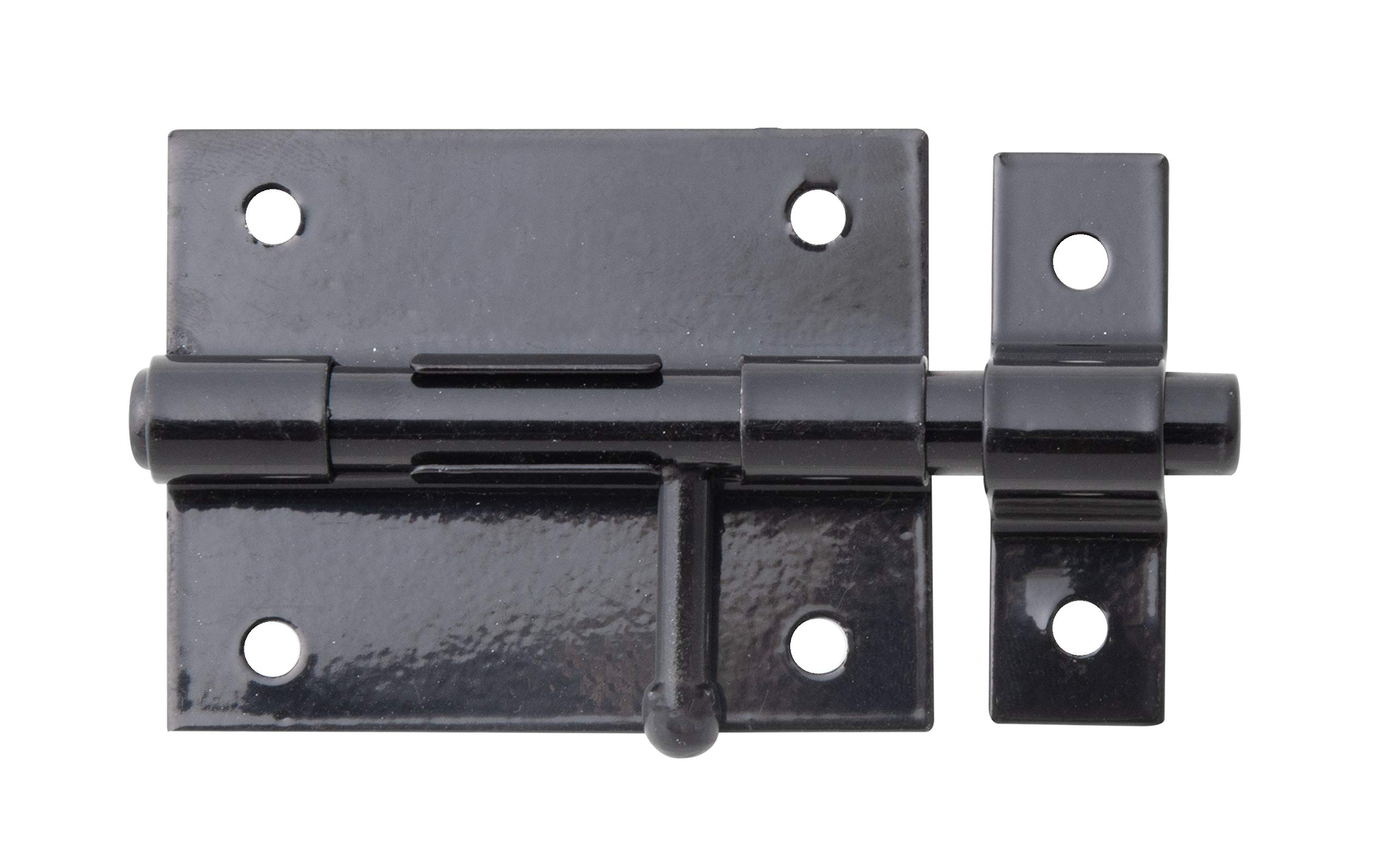 Round Bolt Lock with Round Handle and Fixed Tab 66 x 52 mm schwarzer Tauchlack