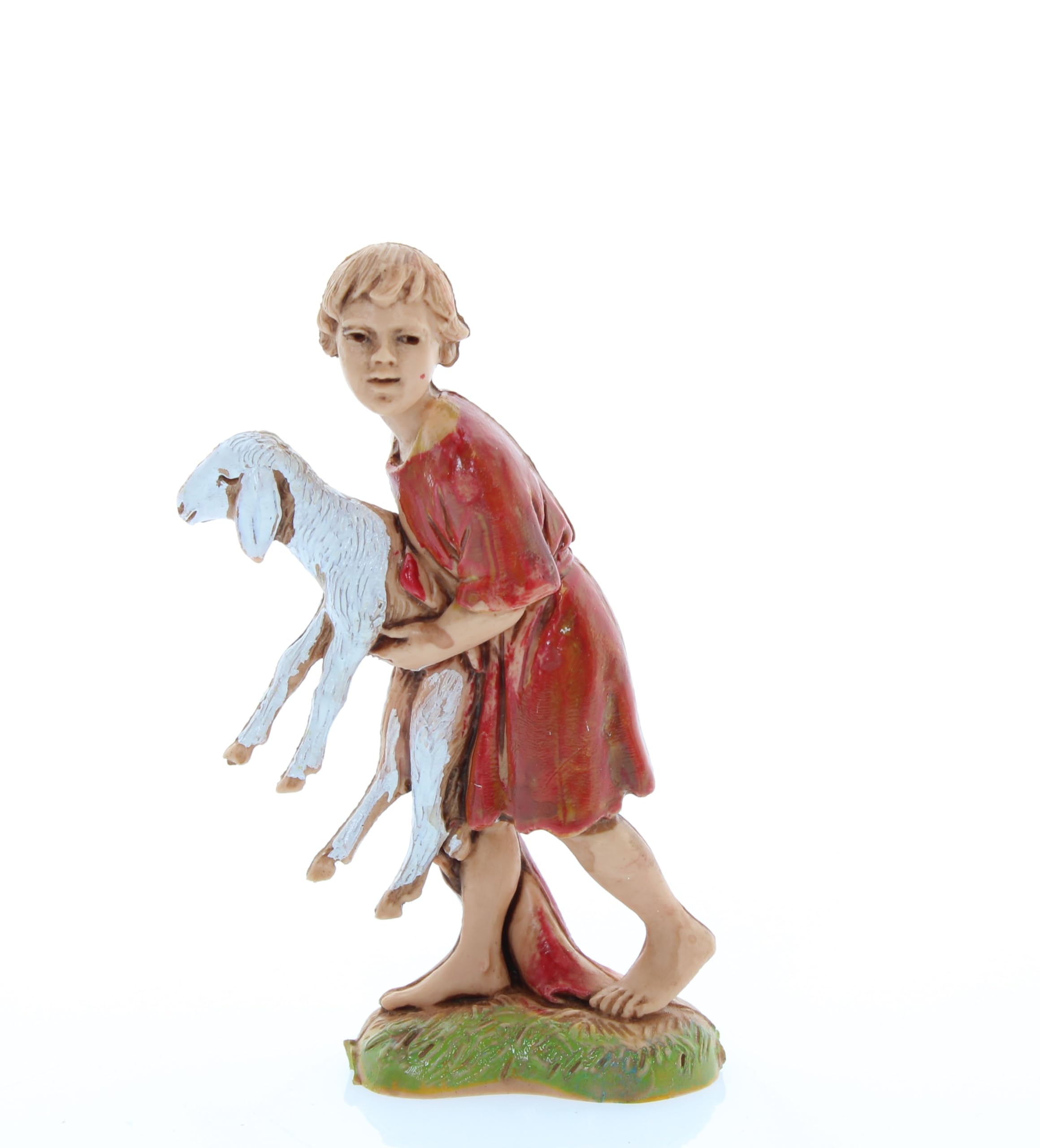 Moranduzzo Child with Sheep in Arms for Nativity Scene of 4 Inch Scale 1:20-Unbreakable Nativity Figures-18th Century Style, Hand-finished Painting, Official Product, Made in Italy, Sculptor M. Landi
