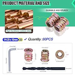 Twidec/80PCS 1/4"-20 Threaded Inserts for Wood