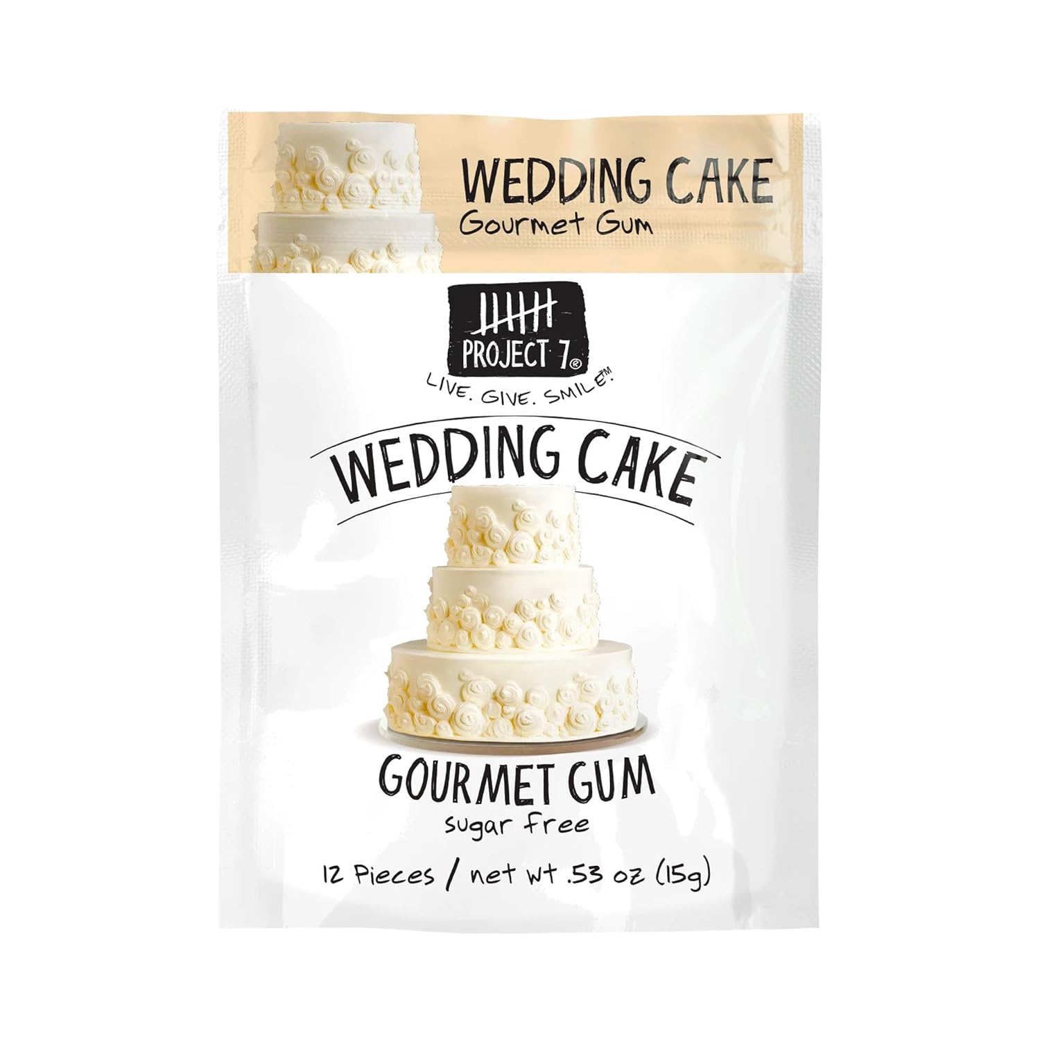 Project 7 Sugar-Free Gourmet Gum | Wedding Cake | Gluten Free | 12 Count (Pack of 12)