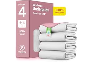 IMPROVIA® Washable Underpads, Heavy Absorbency Reusable Incontinence Pads for Kids, Adults, Elderly, and Pets - Waterproof Protection Floor White & Pink (4 Pack - 18x24)