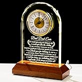 Glass Clock Gifts for Dad From Son Daughter with Wooden Light Base, Personalized I Love You Gift for Dad Who Has Everything on Birthday Father's Day, Presents for Daddy on Christmas Home Desk Clock