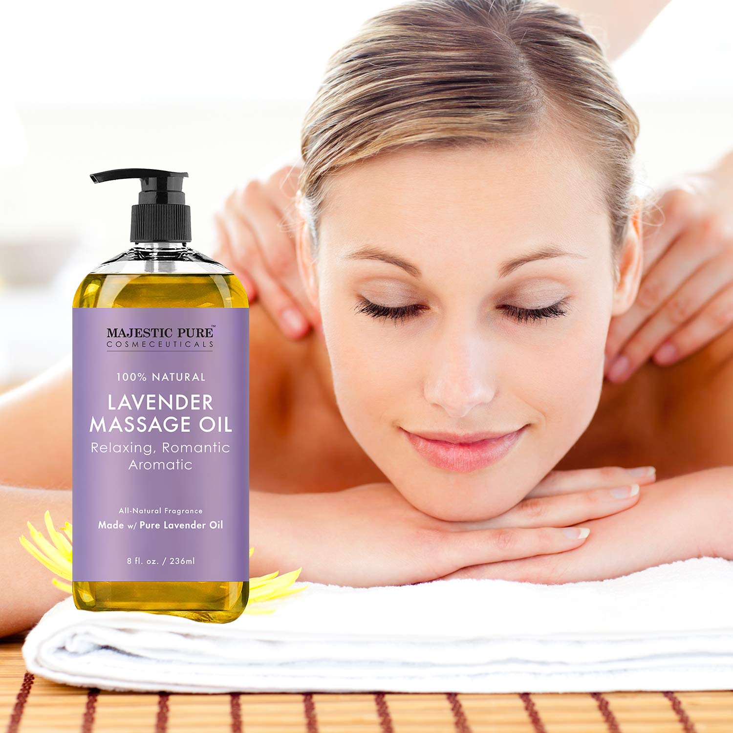 MAJESTIC PURE Lavender Massage Oil For Men and Women - Great For Calming, Soothing and to Relax - Blend of Natural Oils For Therapeutic Massaging and Aromatherapy - 8 fl oz.   : Beauty