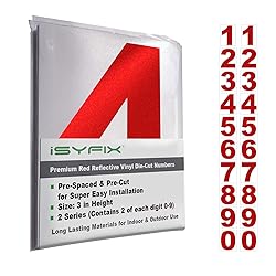 iSYFIX Reflective Red Vinyl Numbers Stickers