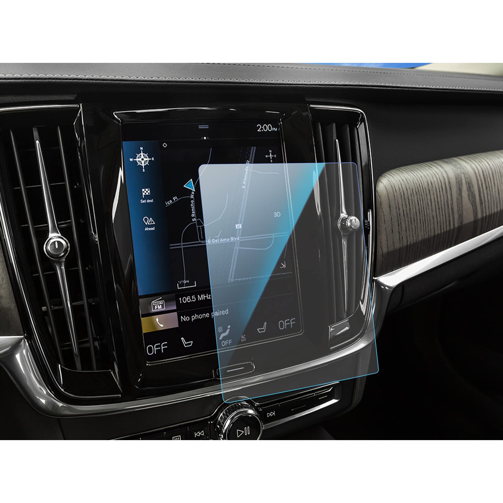 SKTU Screen Protector Compatible with Volvo XC40 XC60 XC90 V90 S90 V60 S60 C40 Navigation Tempered Glass Screen Protector Scratch-Resistant Anti-Fingerprint 8.7 Inch