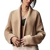 Flygo Women's Cropped Cardigan Sweater Oversized Shawl Lapel 2025 Fall Fashion Open Front Sweater Jacket Knit Outwear