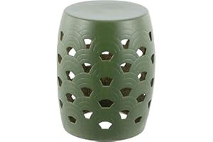 SAFAVIEH Home Collection Amaissa Moss Green Ceramic Decorative Garden Stool for Living Room, Bedroom, Garden, Side Table, Pla