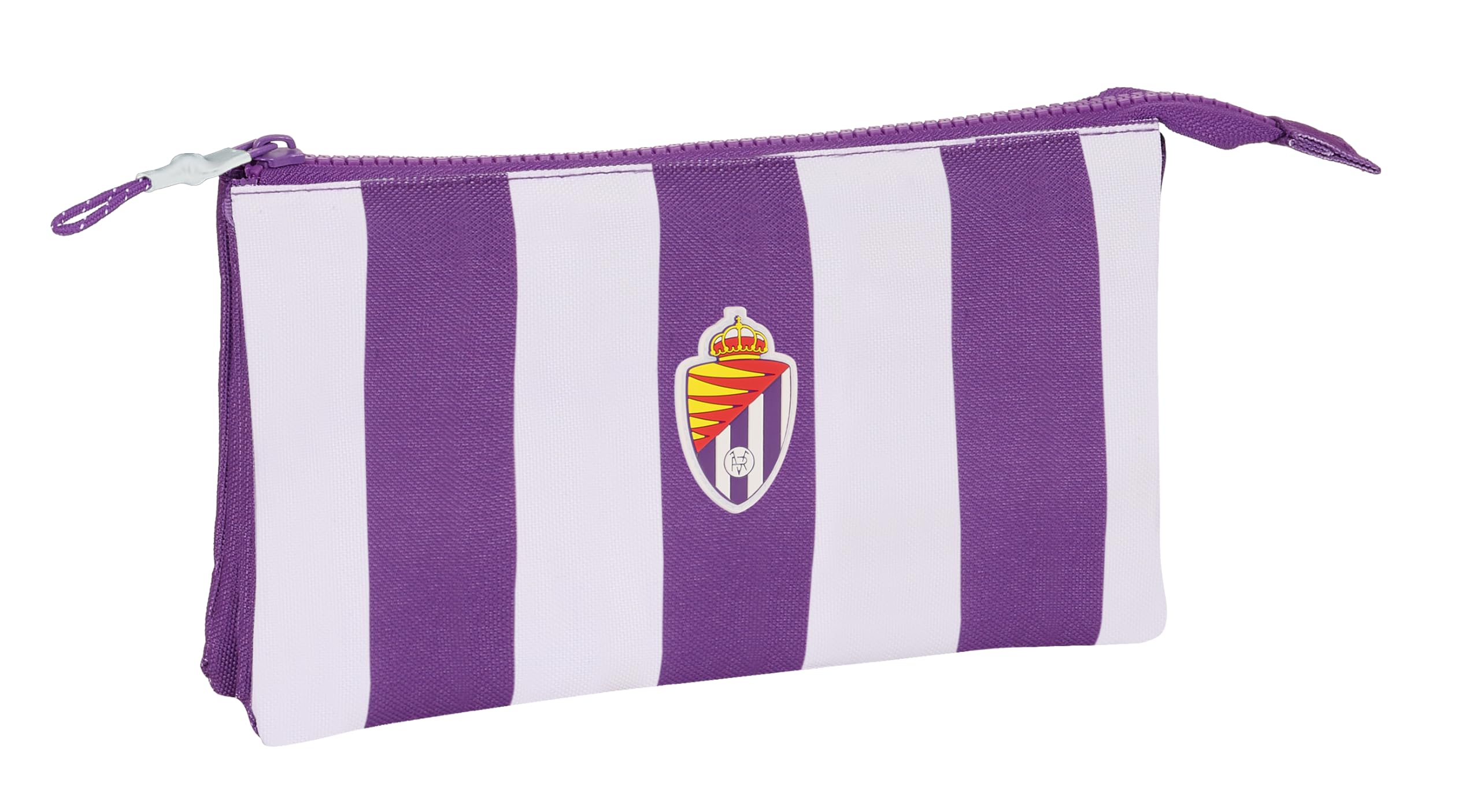 Safta Real Valladolid – Triple Pencil Case, Children's Pencil Case, Ideal for School Age Children, Comfortable and Versatile, Quality and Resistance, 22 x 3 x 12 cm, Purple, Berry, Estándar, Casual