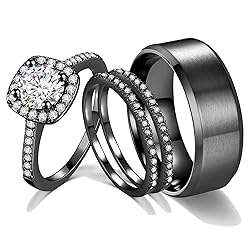 Ahloe Jewelry CEJUG 2Ct 18k Black Gold Wedding Ring