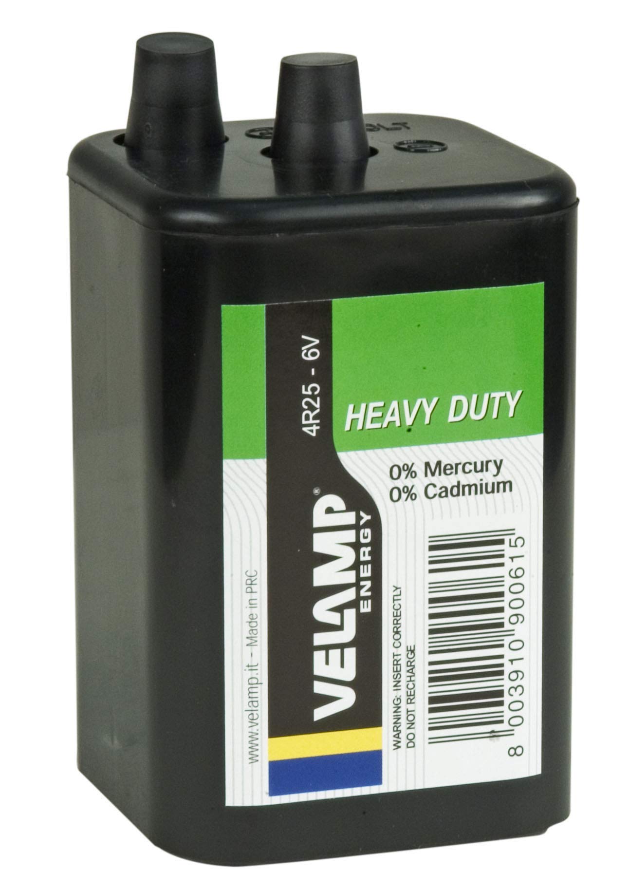4R25 Zinc Carbon Square Battery, 6V. For flashlights, street lights, DIY... Highly resistant ABS body.