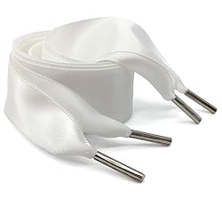 WEGOODZF Satin Ribbon Shoe Laces: 3CM Wide White