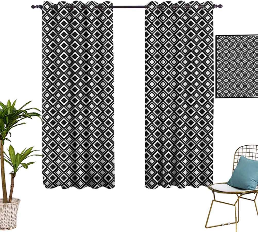 cashewii Black and White Window Curtain Panels, Monochrome Background